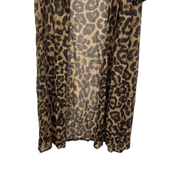 NEW Cover Up Animal Print Leopard Swim Tie Waist Kimono Duster Beach Sheer Flowy - Picture 9 of 10